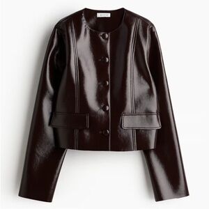 H&M A/W 2024 Coated Button-Front Jacket 1254786001